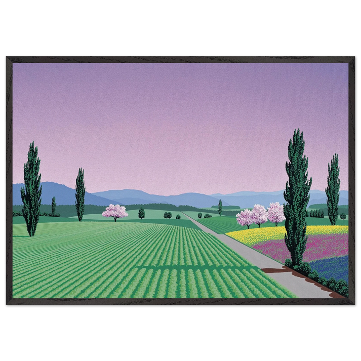 Farmlands - Hiroshi Nagai 70x100 cm / 28x40 inches Framed Art Print – Black Wooden Frame