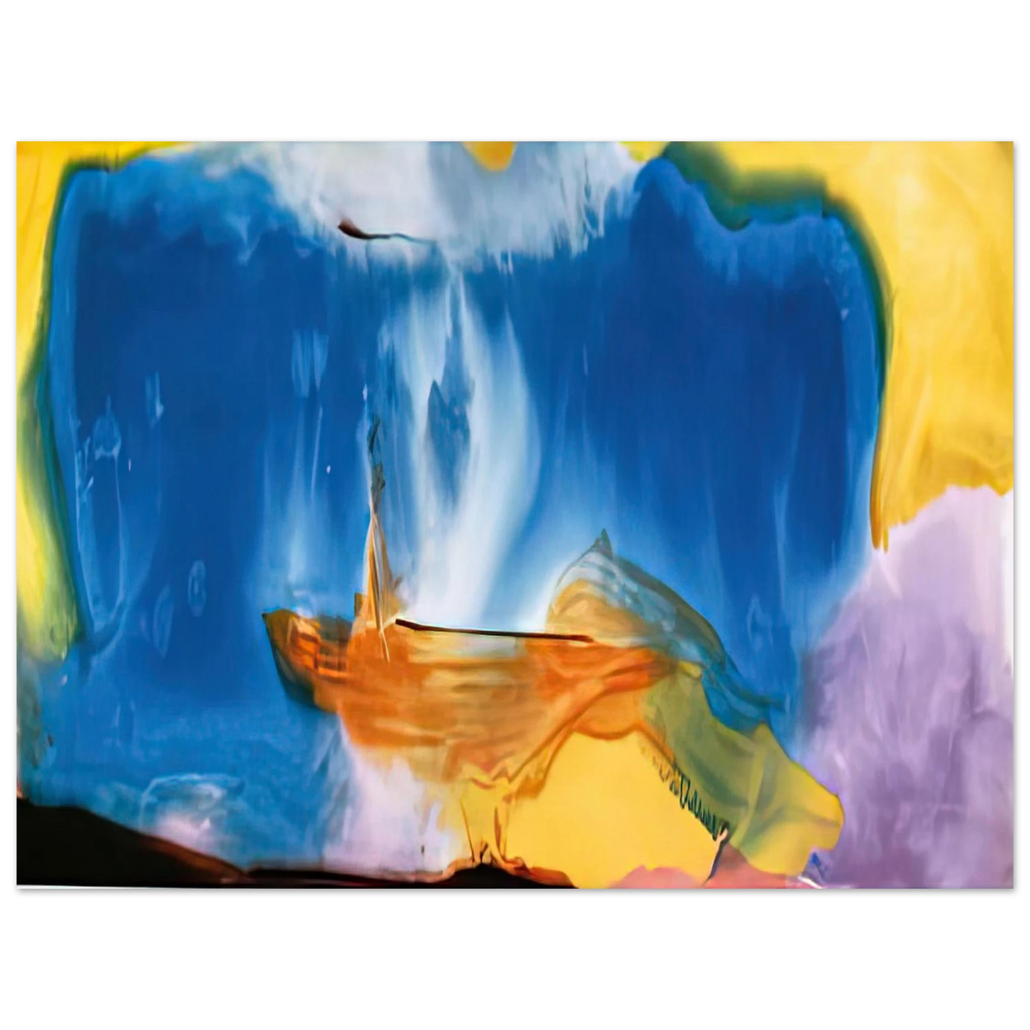 Helen Frankenthaler - Moveable Blue, 1973- Wall Art - 60x80 cm / 24x32 inches - Premium Wooden Framed Poster With Fine Art Paper - Black frame