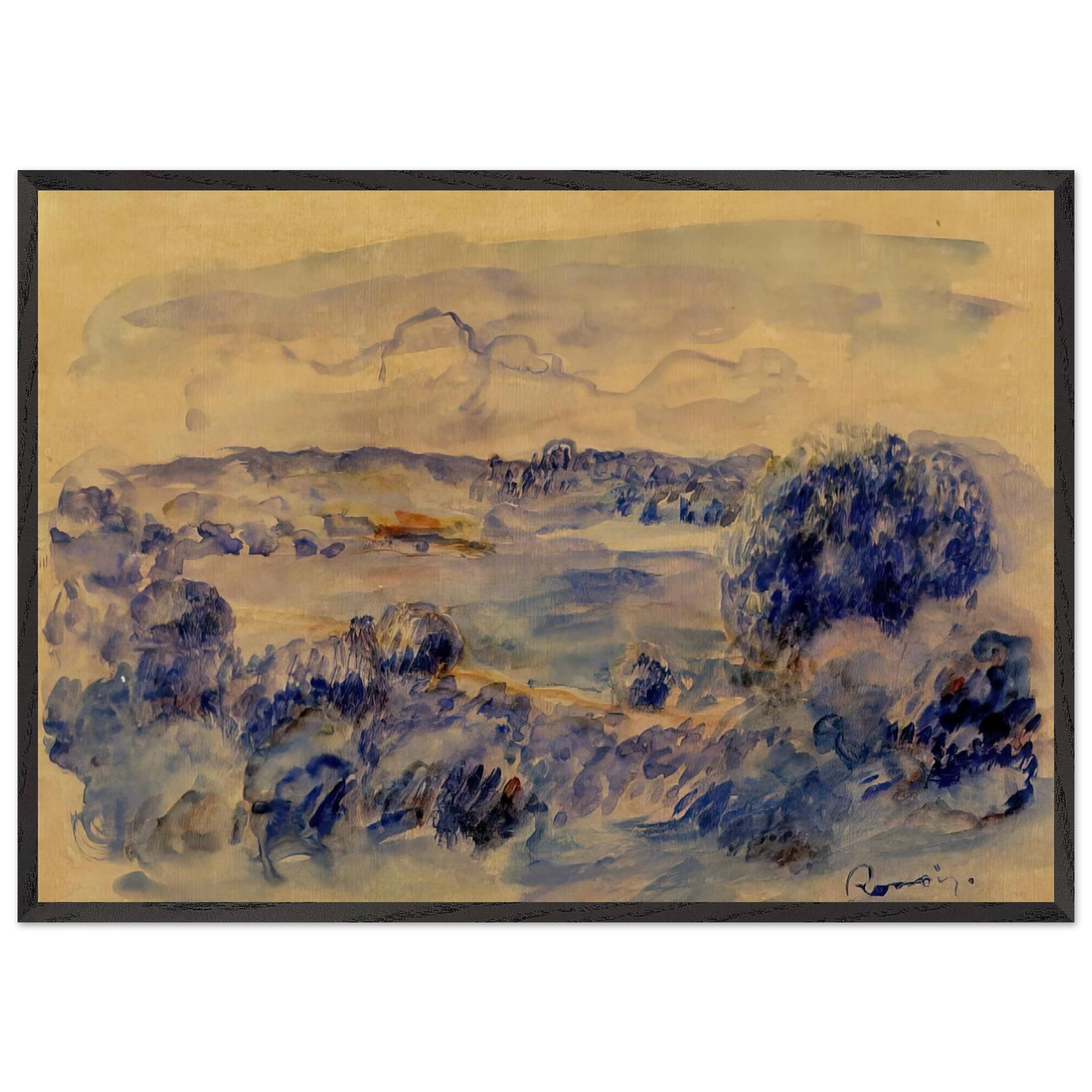 Wall artGuernsey Landscape - Pierre-Auguste Renoir 70x100 cm / 28x40 inches Framed Art Print – Black Wooden Frame