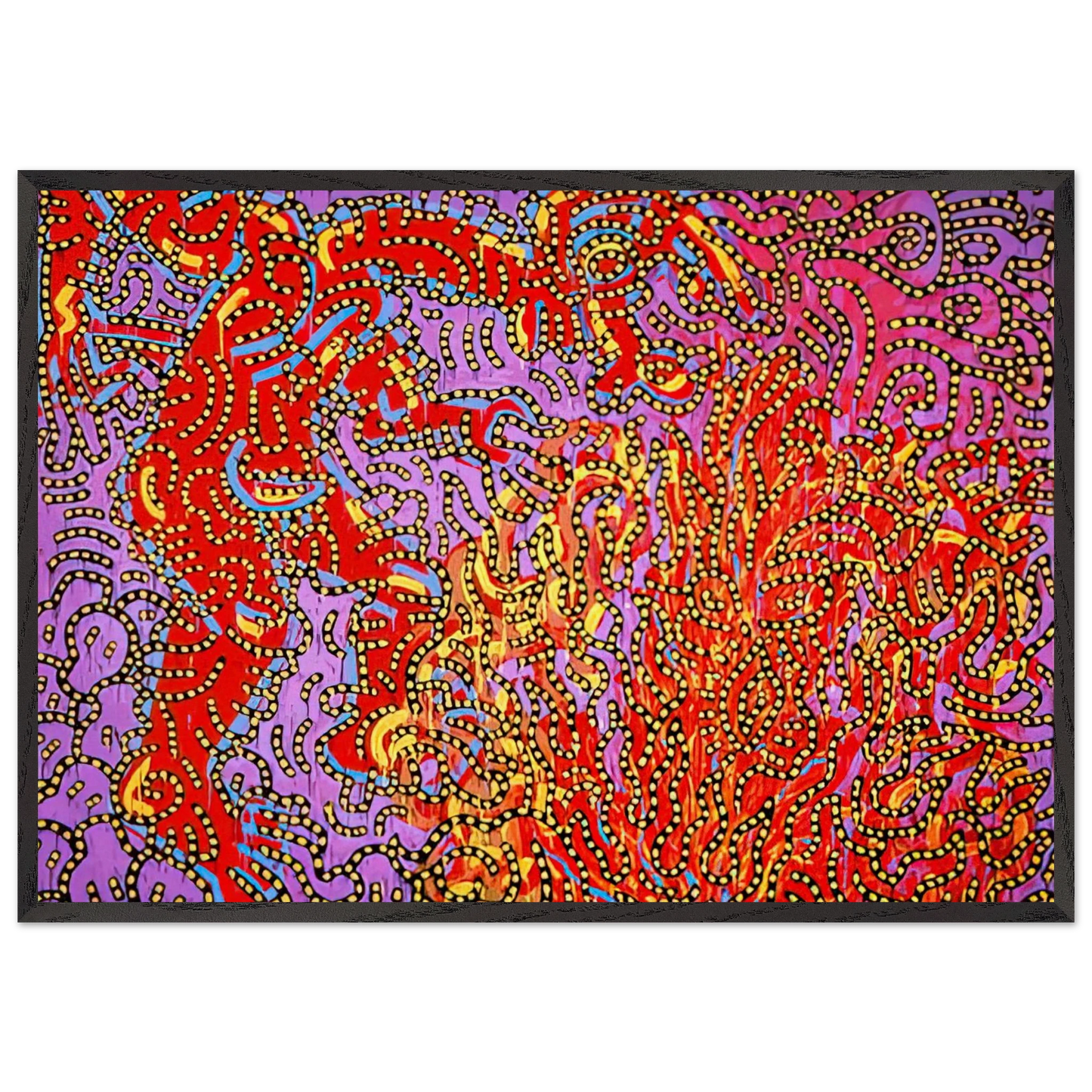 MOSES AND THE BURNING BUSH 1985 N1 - Keith Haring 70x100 cm / 28x40 inches Framed Art Print – Black Wooden Frame | Keith Haring Art For Sale