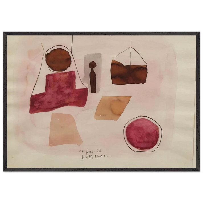 15Febr62 - 1962 - Julius Bissier 70x100 cm / 28x40 inches Framed Art Print – Black Wooden Frame