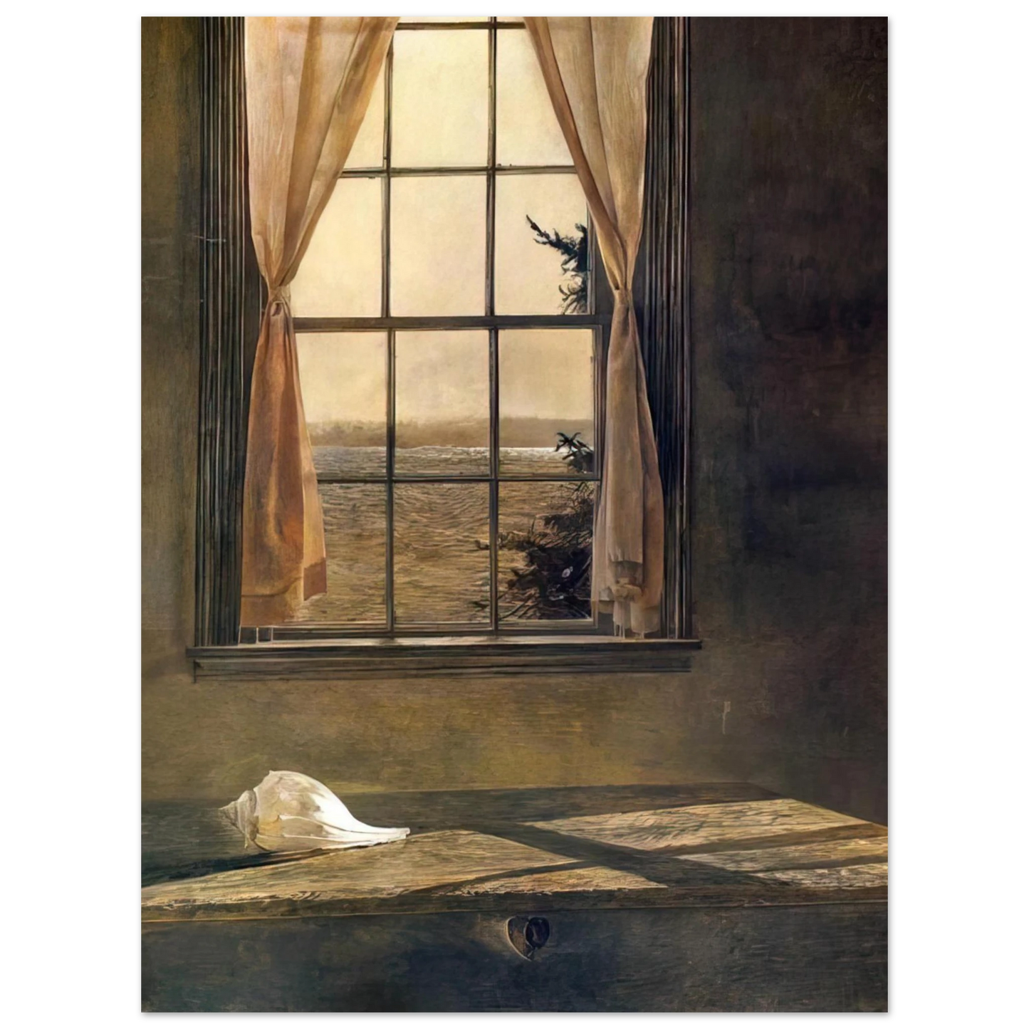 Andrew Wyeth - HER ROOM Wall Art - 60x80 cm / 24x32 inches - Premium Wooden Framed Poster With Fine Art Paper-canvas - Wood frame