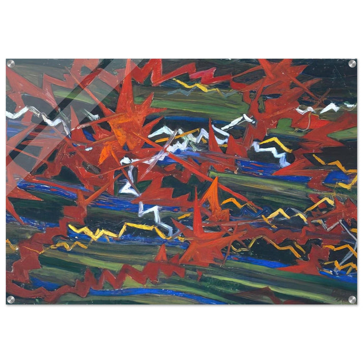 Explosion of Red on Green - Gerardo Dottori Acrylic Print - 70x100 cm / 28x40″ inches