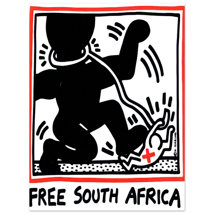 Keith Haring - FREE SOUTH AFRICA 1985 75x100 cm / 30x40inches Fine Art Poster
