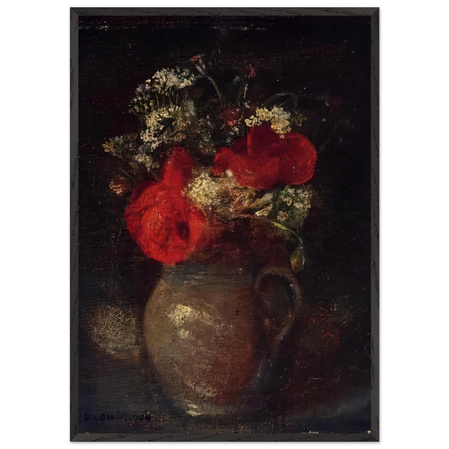 Bouquet N2 - Odilon Redon 70x100 cm / 28x40 inches Framed Art Print – Black Wooden Frame