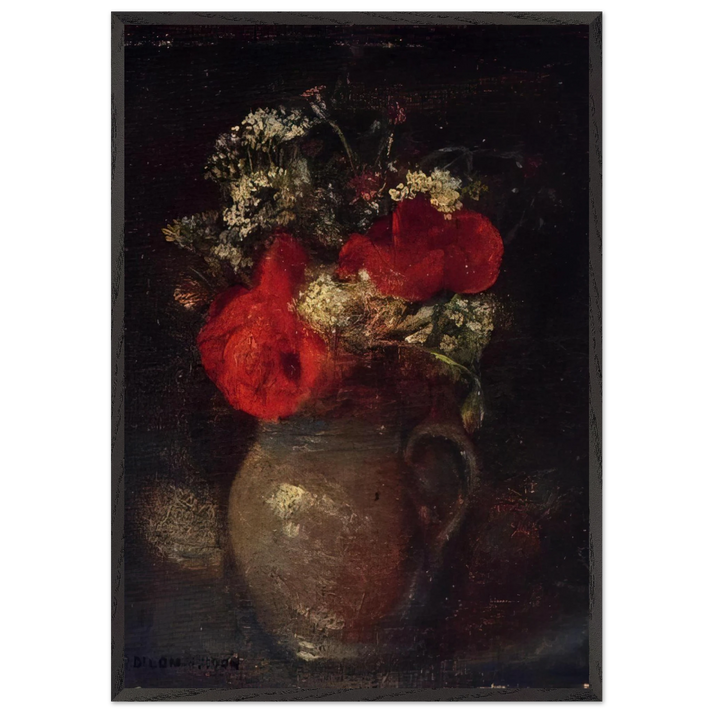 Bouquet N2 - Odilon Redon 70x100 cm / 28x40 inches Framed Art Print – Black Wooden Frame