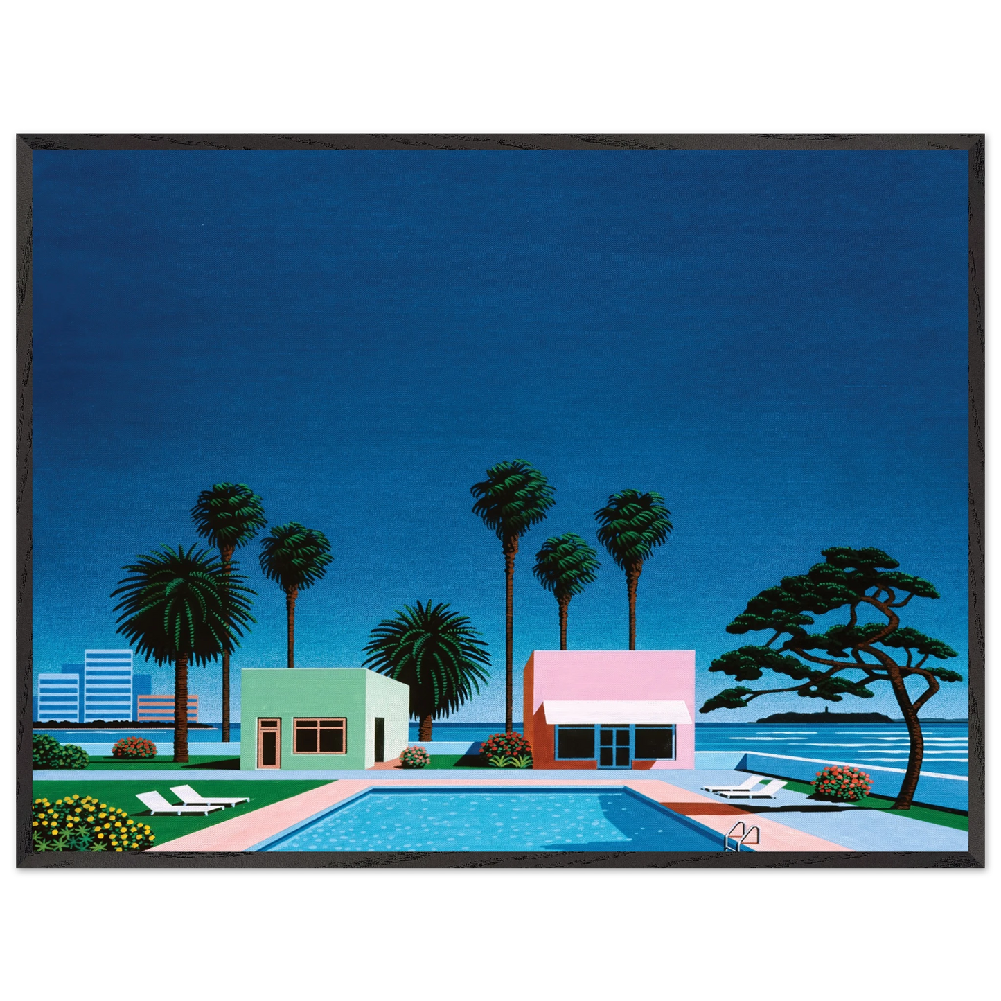 Hiroshi Nagai - Pacific Breeze Wall Art - 21x29.7 cm / 8x12" - Premium Wooden Framed Poster With Fine Art Paper - Wood frame