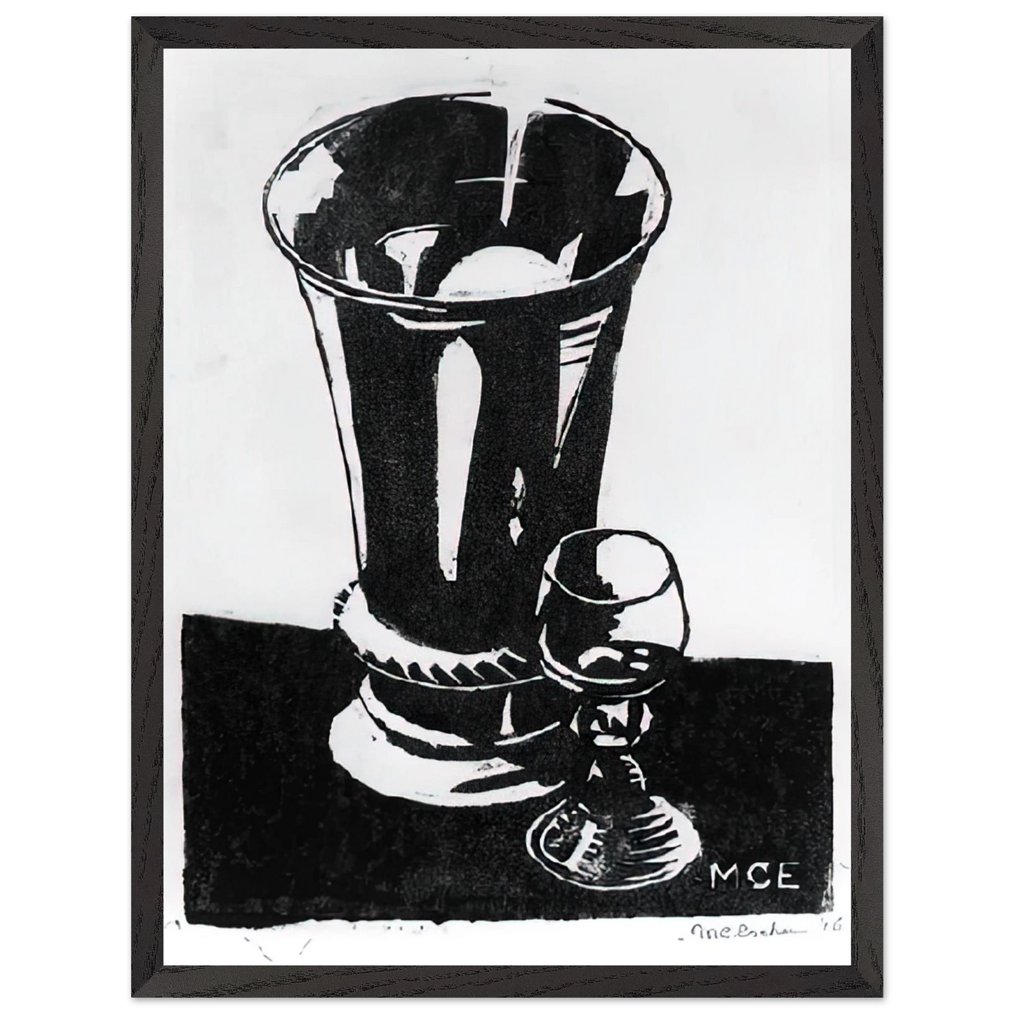 MC Escher - STILL LIFE 1917 Wall Art - 60x80 cm / 24x32 inches - Premium Wooden Framed Poster With Fine Art Paper - Wood frame
