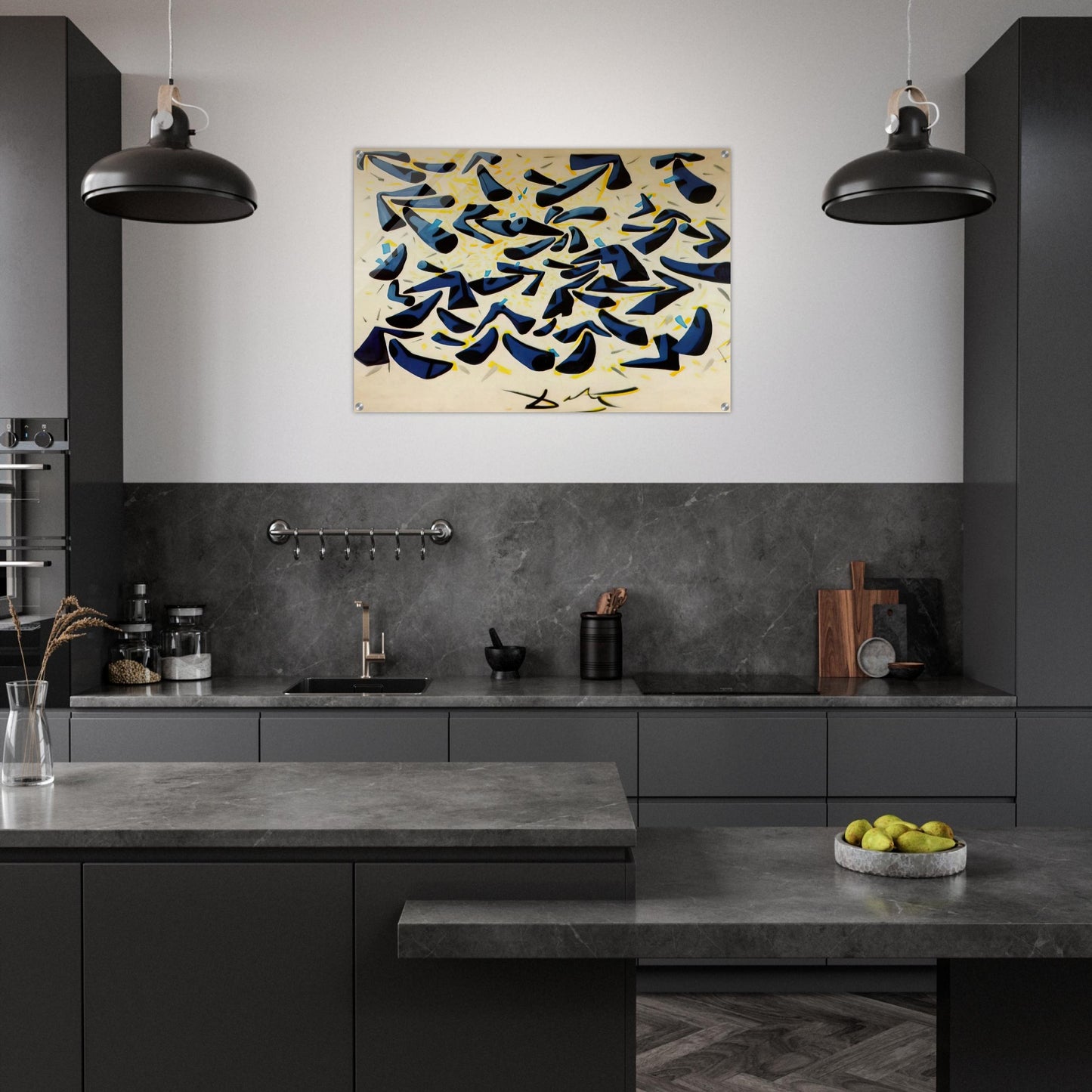 BLUE HORNS DESIGN FOR A SCARF - Salvador Dali Acrylic Print - 70x100 cm / 28x40″ inches