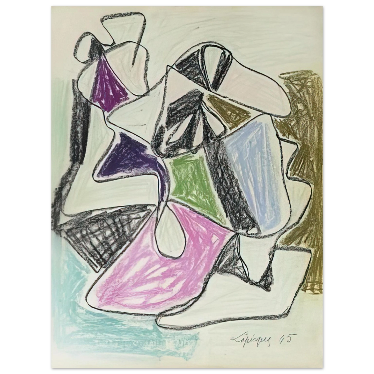 Charles Lapicque - La Rencontre - 1945 Fine Art Poster - Default Title