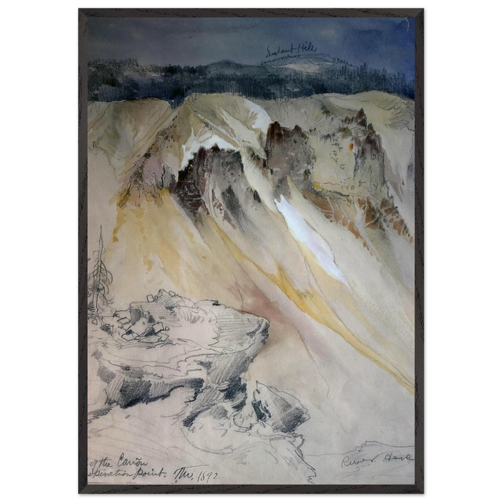 East wall of the canyon from Inspiration Point - Thomas Moran 70x100 cm / 28x40 inches Framed Art Print – Black Wooden Frame