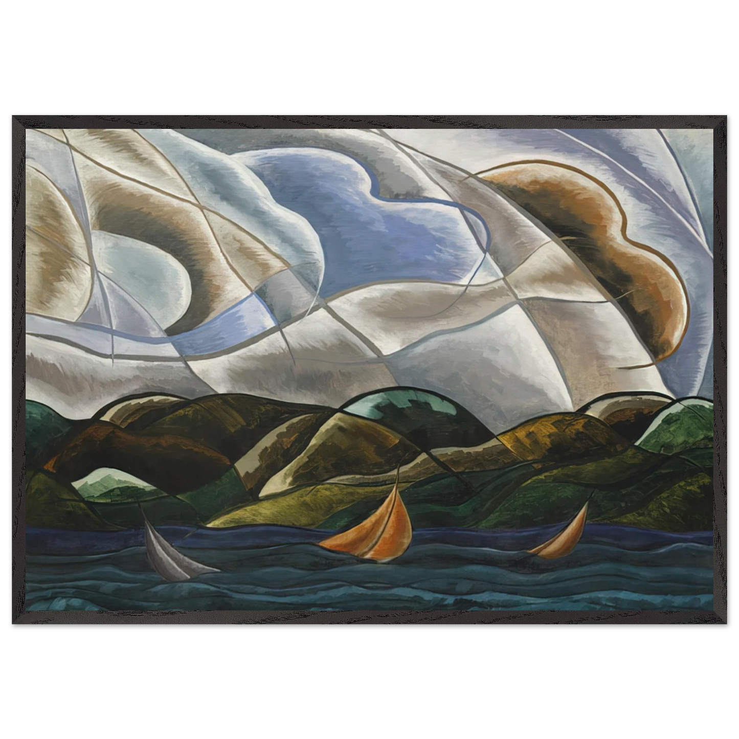 Clouds and Water - 1930 - Arthur Dove 70x100 cm / 28x40 inches Framed Art Print – Black Wooden Frame