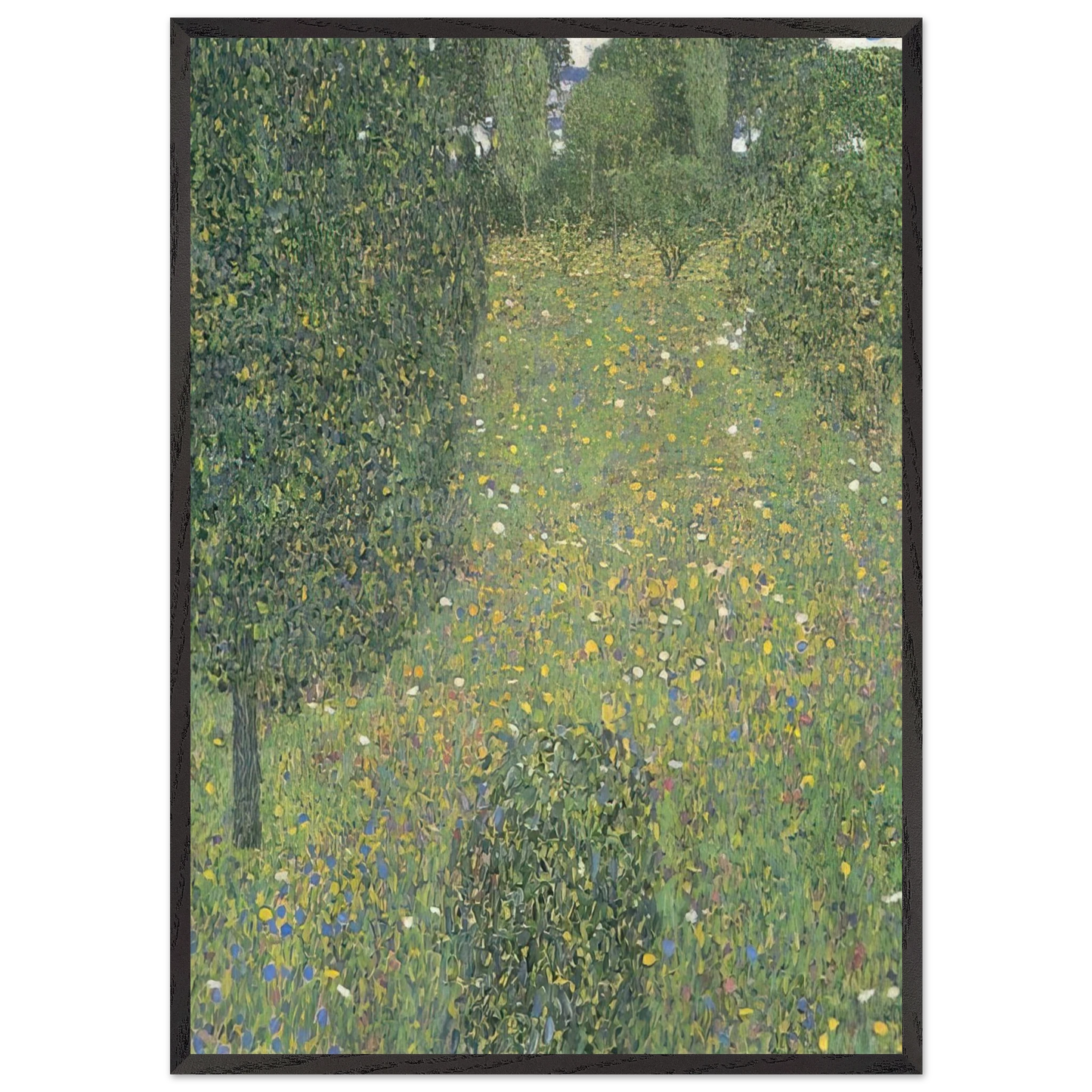 LANDSCAPE GARDEN MEADOW IN FLOWER - Gustav Klimt 70x100 cm / 28x40 inches Framed Art Print – Black Wooden Frame