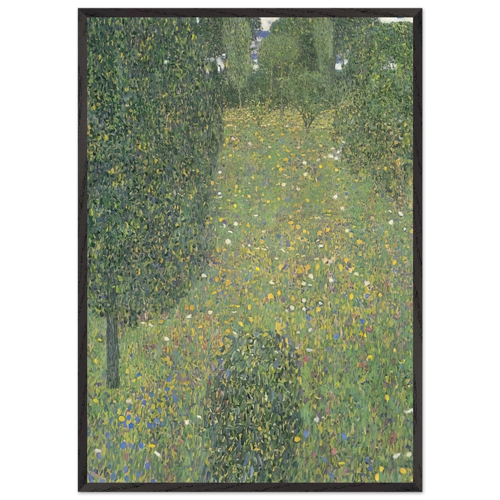 LANDSCAPE GARDEN MEADOW IN FLOWER - Gustav Klimt 70x100 cm / 28x40 inches Framed Art Print – Black Wooden Frame