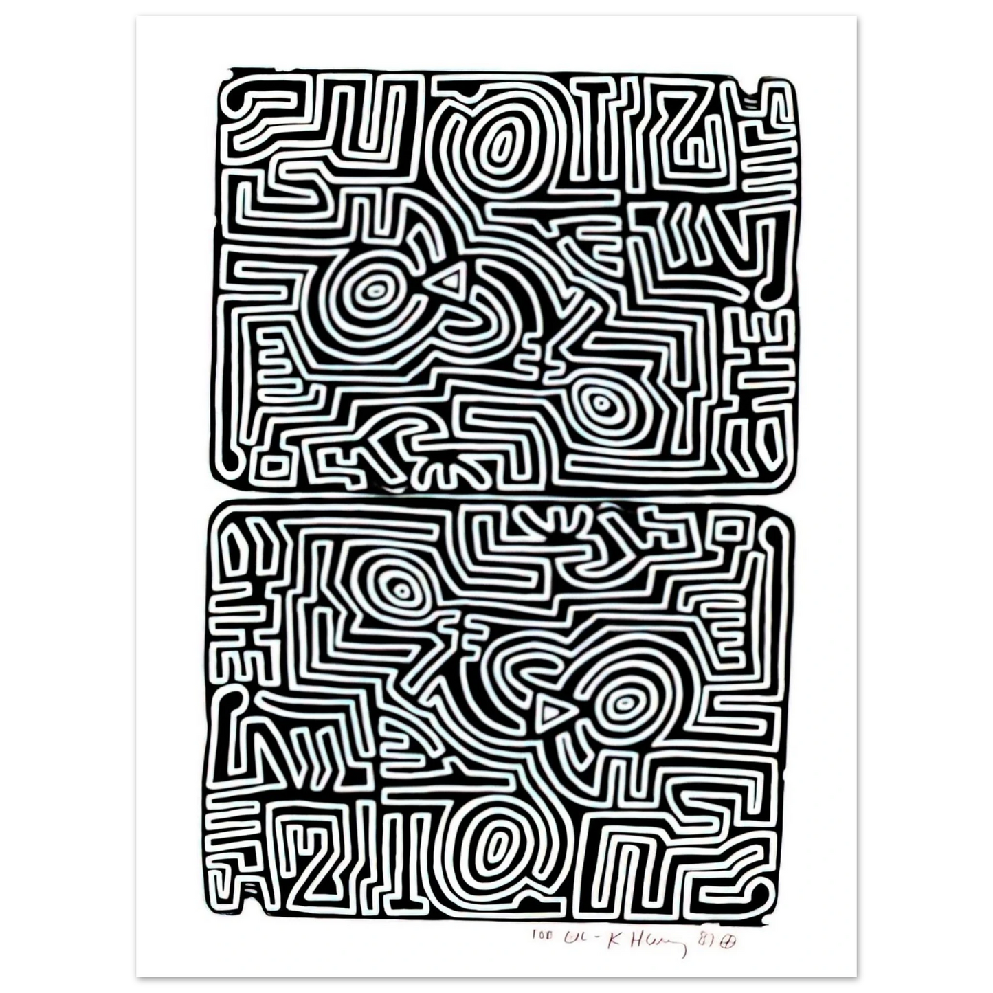 Keith Haring - LABYRINTH 1989 Fine Art Poster - Default Title