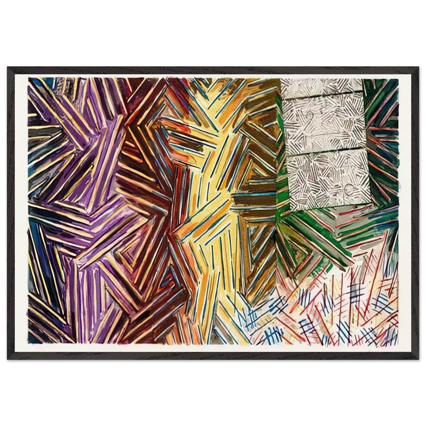 BETWEEN THE CLOCK AND THE BED 1989 0 - Jasper Johns 70x100 cm / 28x40 inches Framed Art Print – Black Wooden Frame