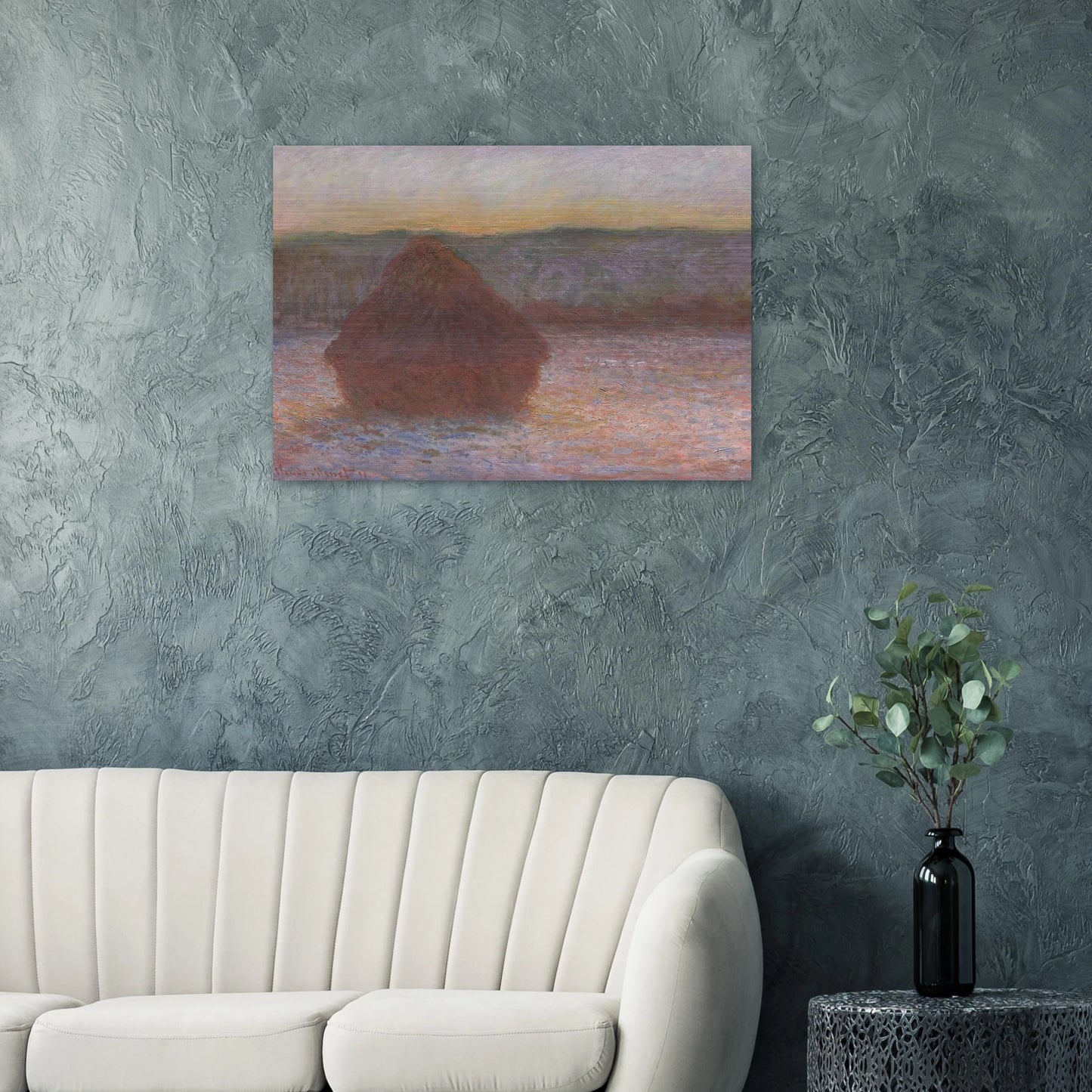 Stack of Wheat Thaw, Sunset - claude monet Brushed Aluminum Print - 70x100 cm / 28x40 inches | claude monet Aluminum Print | claude monet Prints