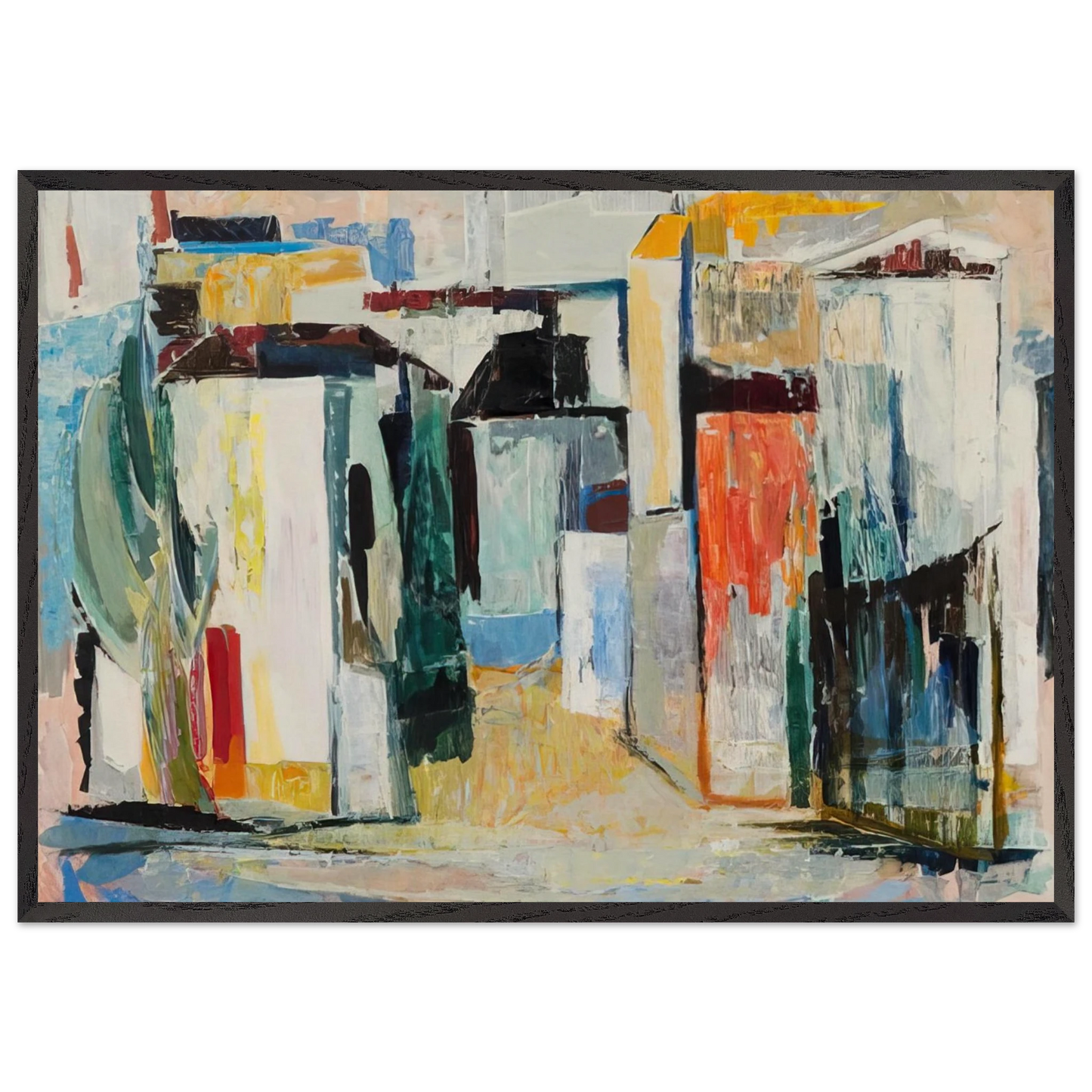 Houses - 1962 - Tove Jansson 70x100 cm / 28x40 inches Framed Art Print – Black Wooden Frame