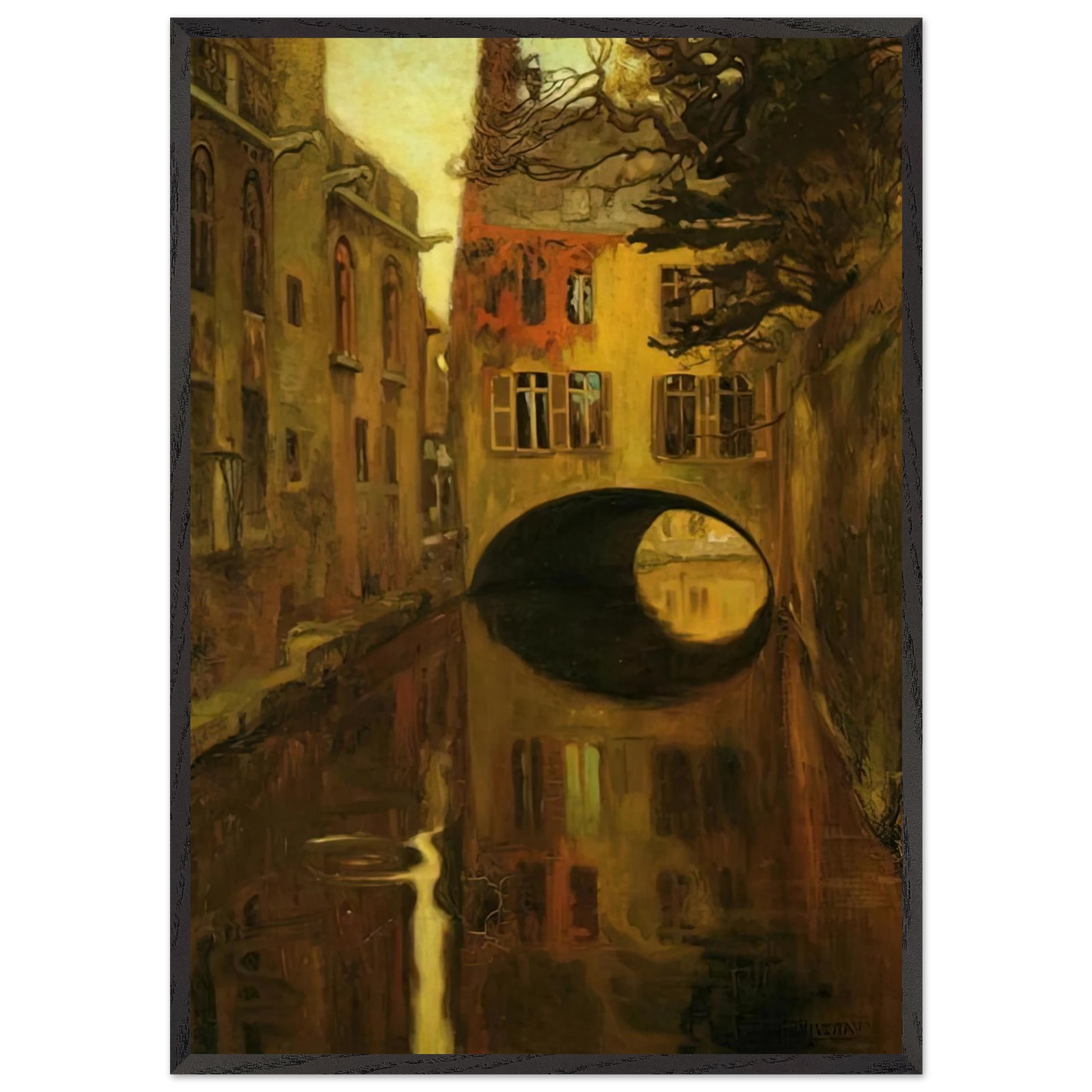HOUSE OVER THE BRIDGE - Diego Rivera Framed Art Print – Black Wooden Frame - Default Title - -Framed Art Print