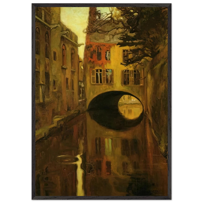 HOUSE OVER THE BRIDGE - Diego Rivera 70x100 cm / 28x40 inches Framed Art Print – Black Wooden Frame