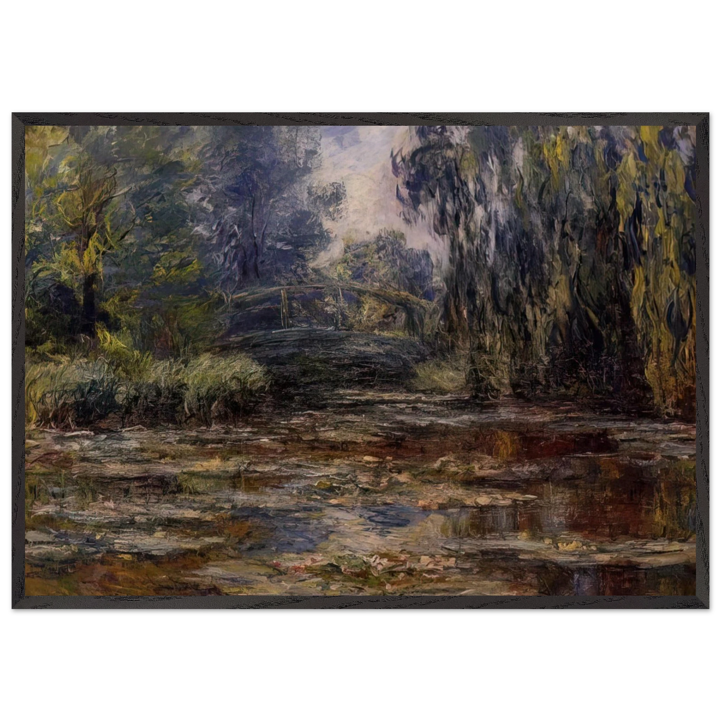 The Water Lily Pond and Bridge - claude monet Framed Art Print – Black Wooden Frame - Default Title - -Framed Art Print