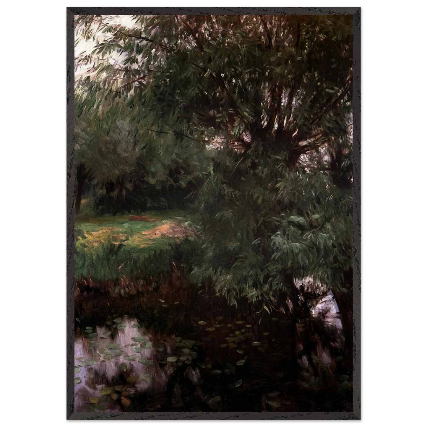 A Backwater at Wargrave - John Singer Sargent 70x100 cm / 28x40 inches Framed Art Print – Black Wooden Frame