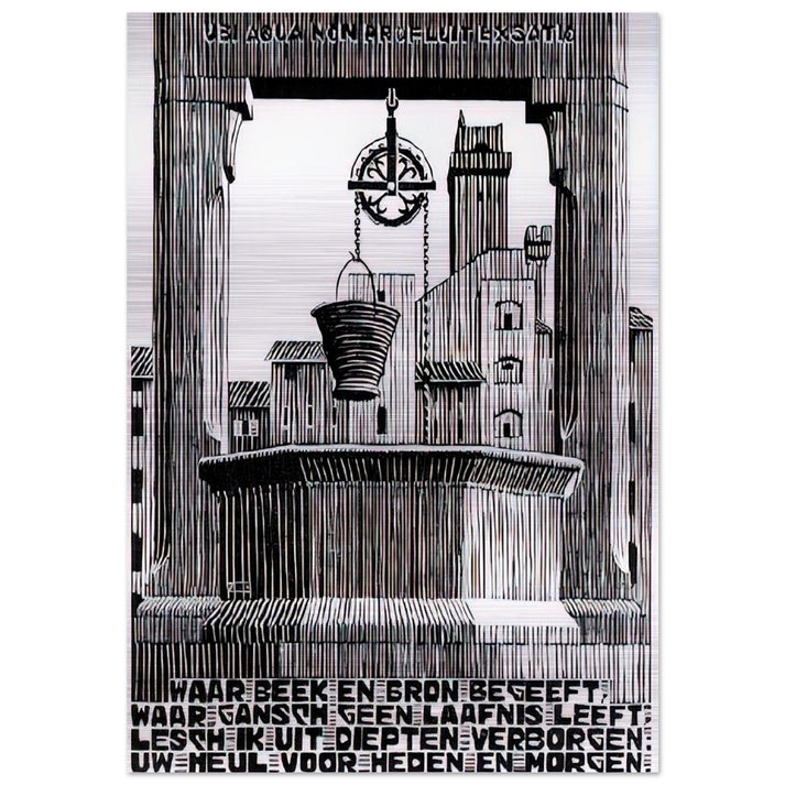 EMBLEMATA WELL - MC Escher Brushed Aluminum Print - 70x100 cm / 28x40 inches | MC Escher Aluminum Print | MC Escher Prints