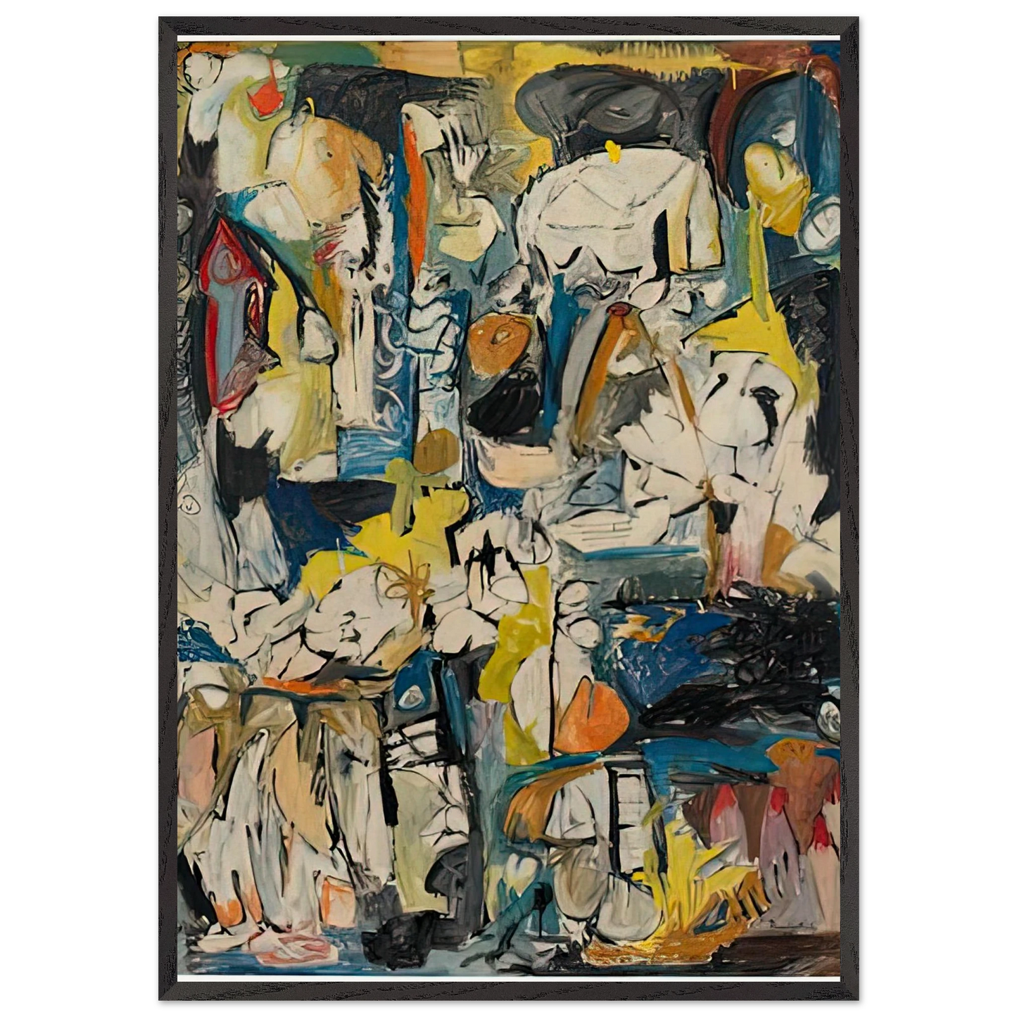 Village 1951- - Helen Frankenthaler 70x100 cm / 28x40 inches Framed Art Print – Black Wooden Frame