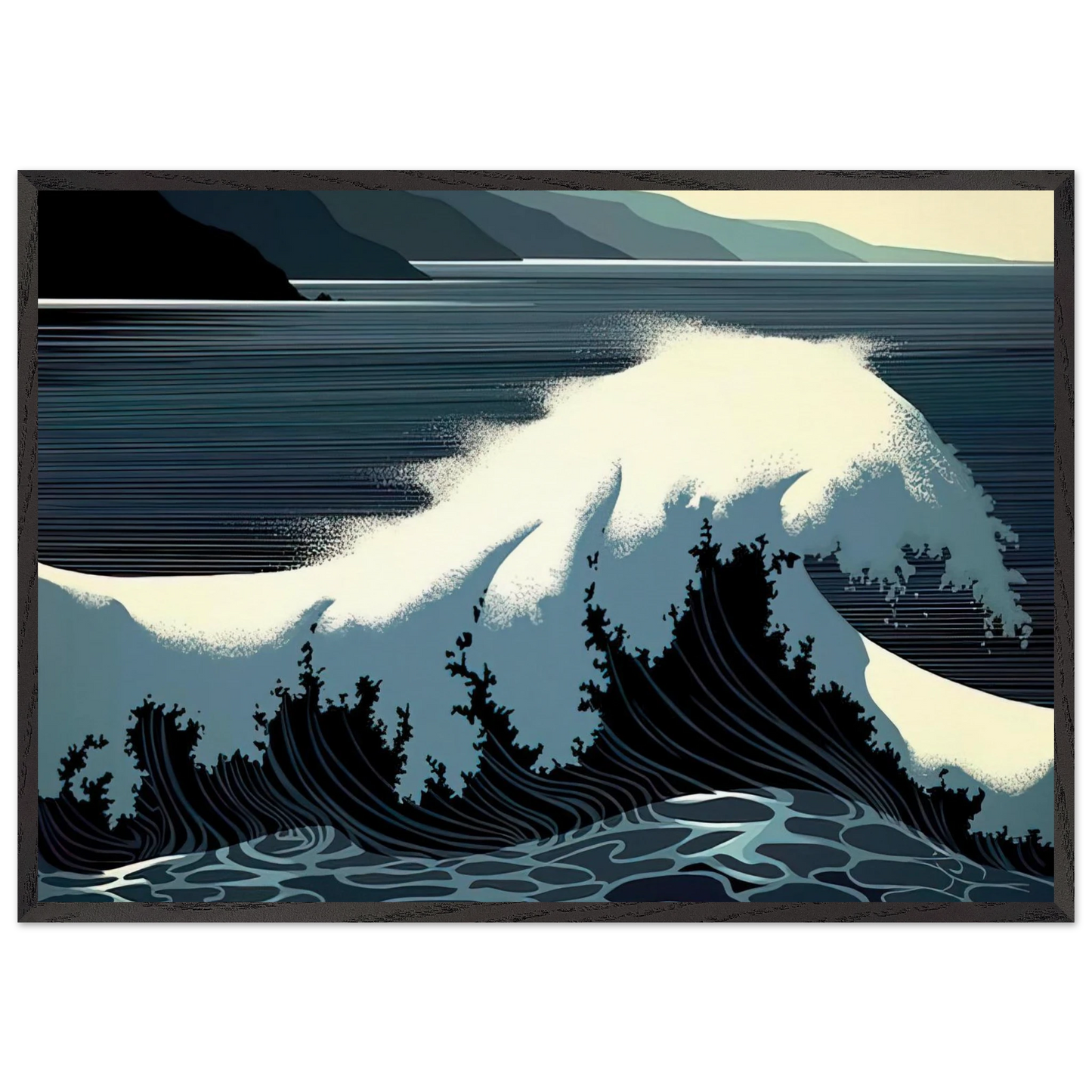 A Sounding of Surf - Eyvind Earle 70x100 cm / 28x40 inches Framed Art Print – Black Wooden Frame