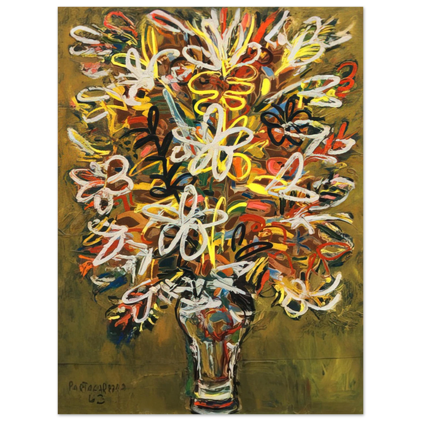 Rene Portocarrero - FLOWER VASE 1963 Fine Art Poster - Default Title