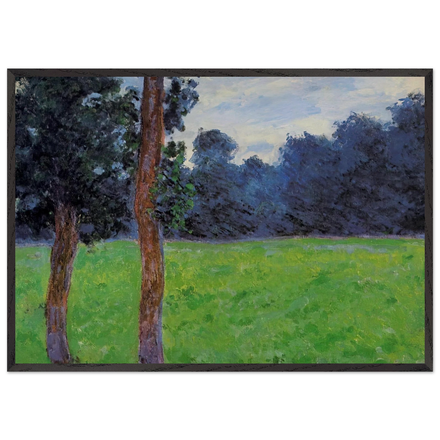 Two Trees in a Meadow - claude monet Framed Art Print – Black Wooden Frame - Default Title - -Framed Art Print