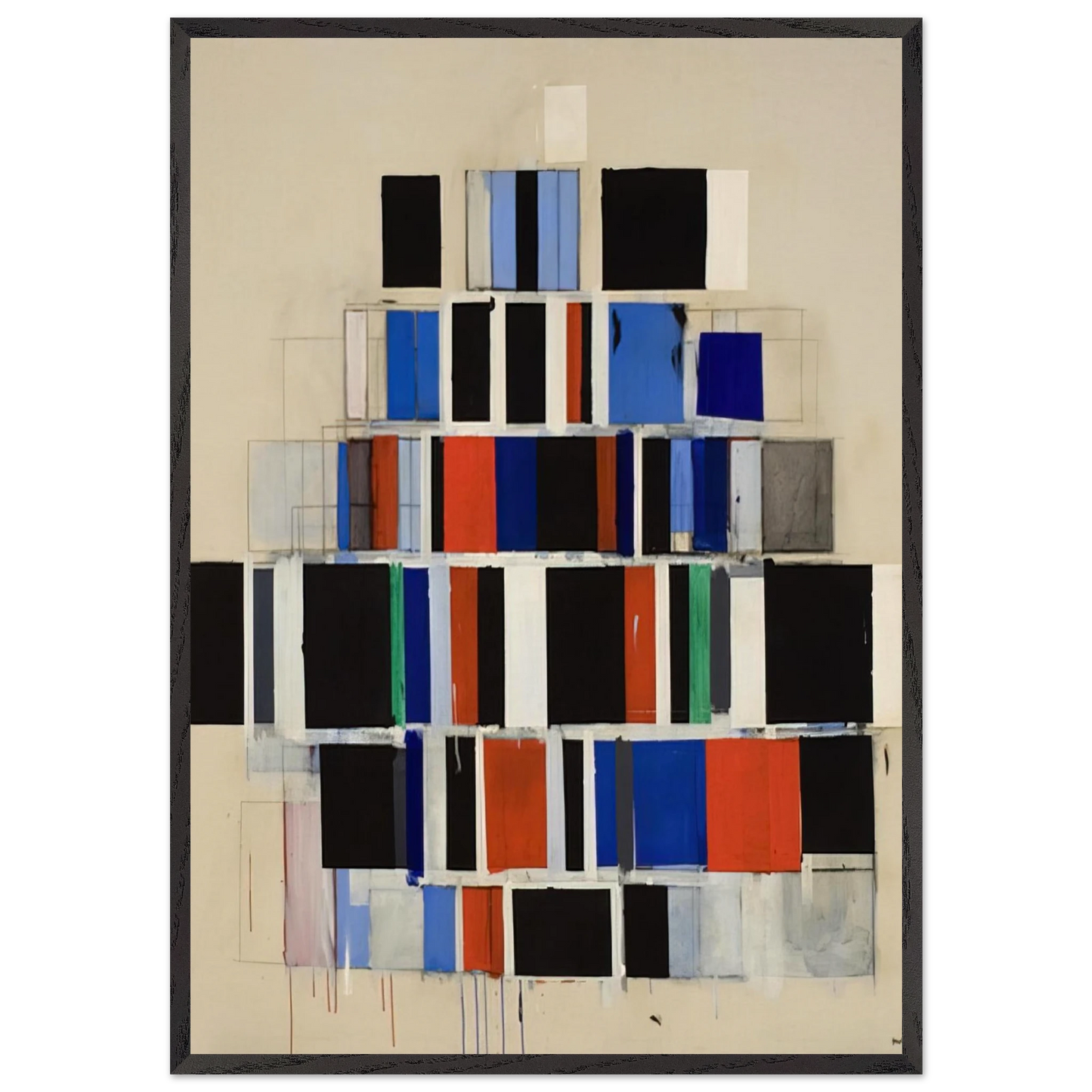 Large Rectangles Large - 1965 - Robert Goodnough 70x100 cm / 28x40 inches Framed Art Print – Black Wooden Frame