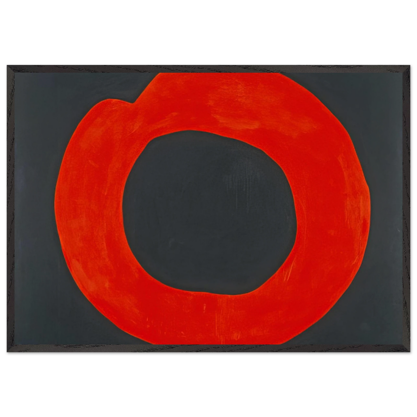 Red Circle on Black - 1965 - Jiro Yoshihara 70x100 cm / 28x40 inches Framed Art Print – Black Wooden Frame