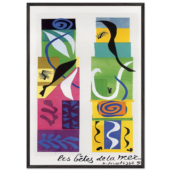 THE MARITIME WILDLIFE 1950 - Henri Matisse 70x100 cm / 28x40 inches Framed Art Print – Black Wooden Frame