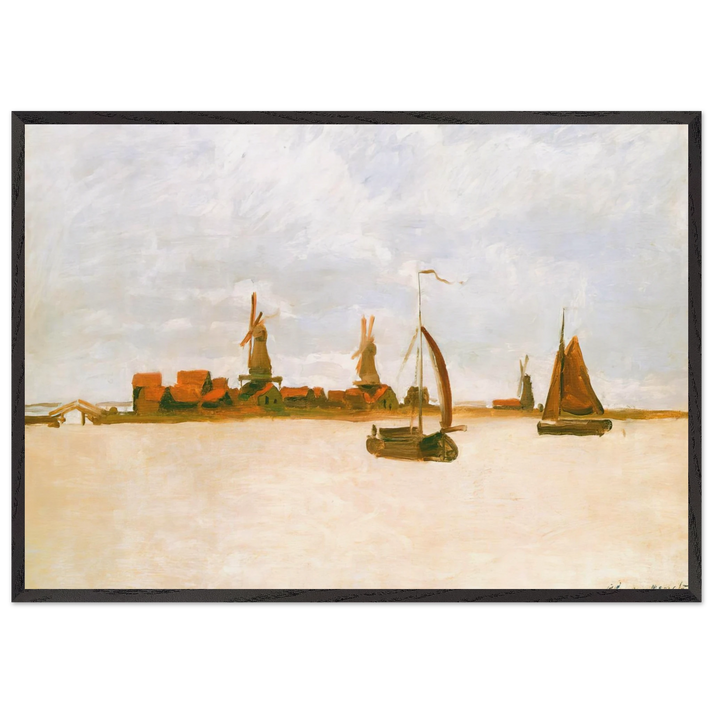 The Voorzaan - claude monet 70x100 cm / 28x40 inches Framed Art Print – Black Wooden Frame