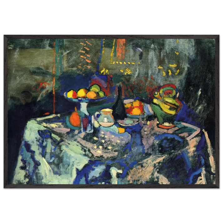 STILL LIFE WITH VASE BOTTLE AND FRUIT - Henri Matisse 70x100 cm / 28x40 inches Framed Art Print – Black Wooden Frame
