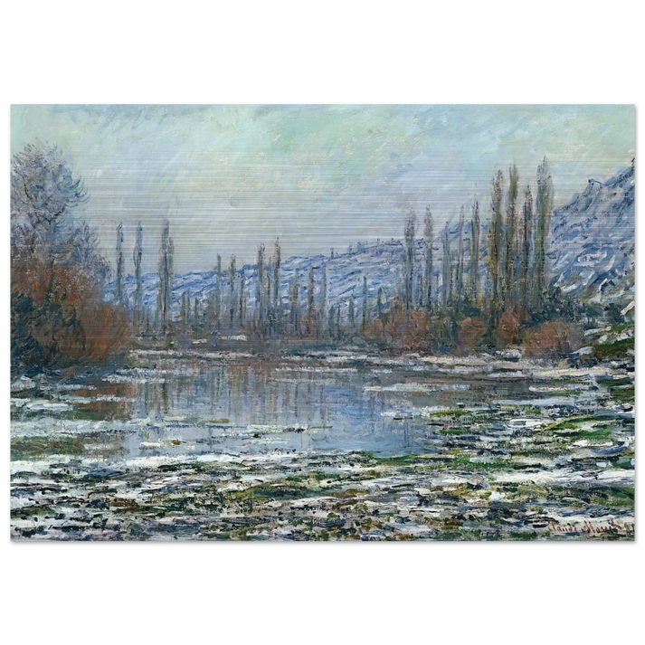 The Thaw at Vetheuil - claude monet Brushed Aluminum Print - 70x100 cm / 28x40 inches | claude monet Aluminum Print | claude monet Prints