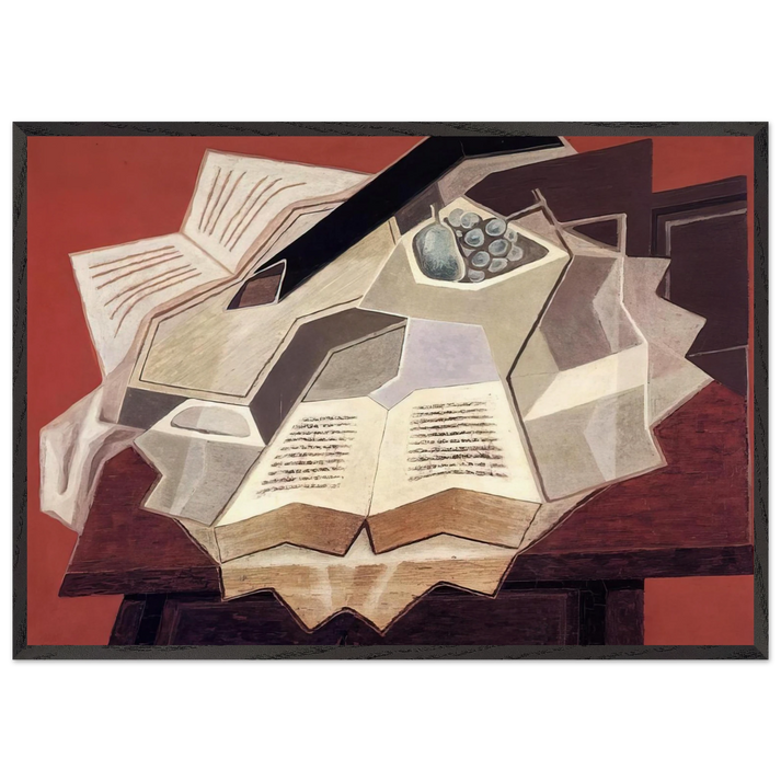 THE OPEN BOOK 1925 1 - Juan Gris 70x100 cm / 28x40 inches Framed Art Print – Black Wooden Frame
