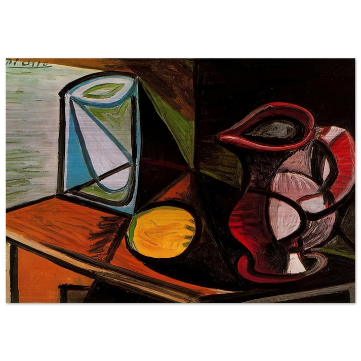 Glass and pitcher - Pablo Picasso Brushed Aluminum Print - 70x100 cm / 28x40 inches | Pablo Picasso Aluminum Print | Pablo Picasso Prints