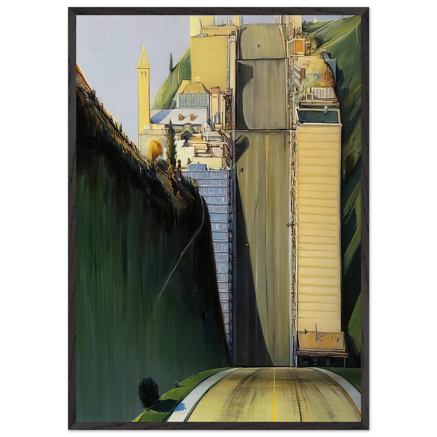 Park Place - 1993 - Wayne Thiebaud Framed Art Print – Black Wooden Frame - Default Title - -Framed Art Print