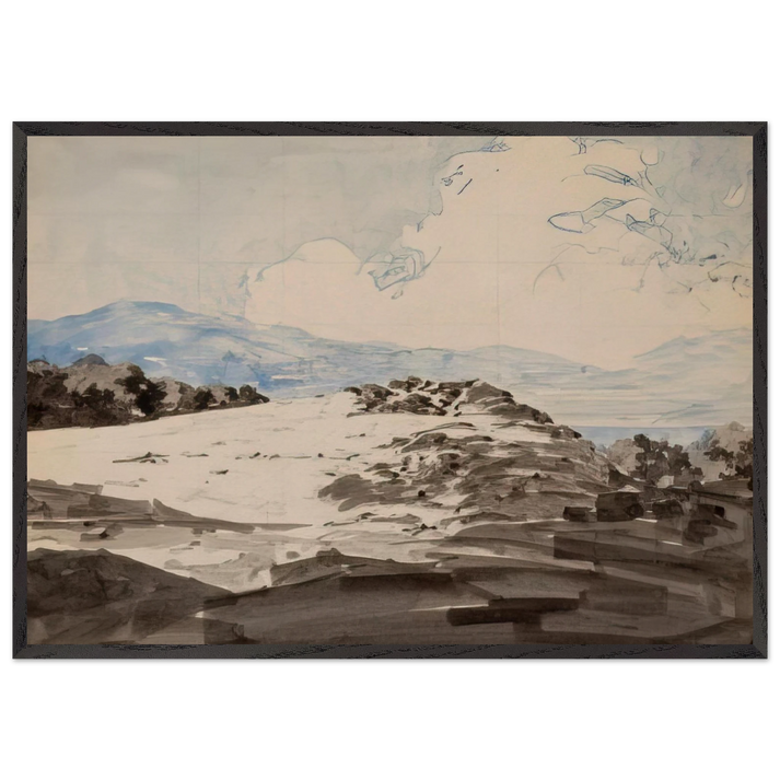 Sheep Pasture Cornish New Hampshire - Maxfield Parrish 70x100 cm / 28x40 inches Framed Art Print – Black Wooden Frame