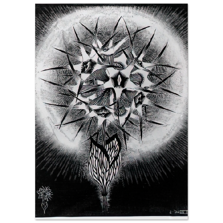 MC Escher - PRICKLY FLOWER Wall Art - 30x40 cm / 12x16 inches - Fine Art Poster - -