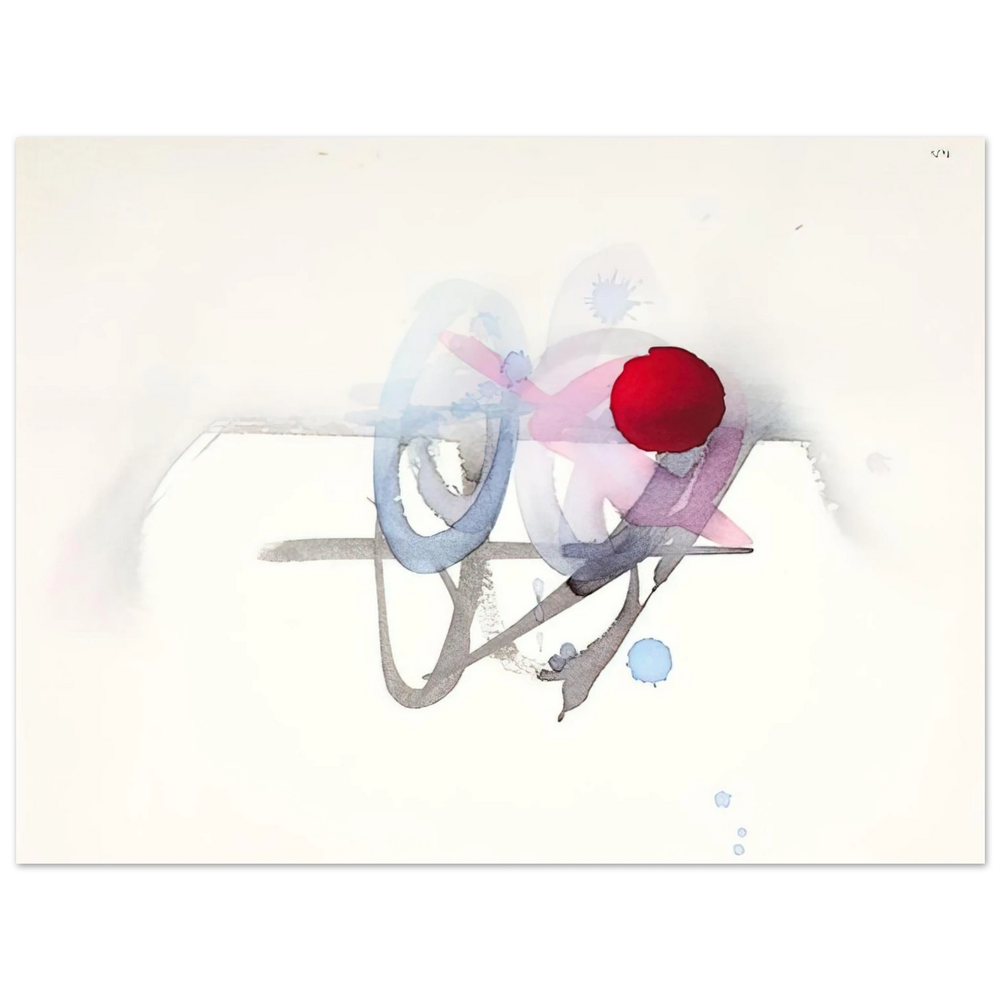 Luis Feito - UNTITLED RED BLACK PINK AND BLUE Fine Art Poster - Default Title