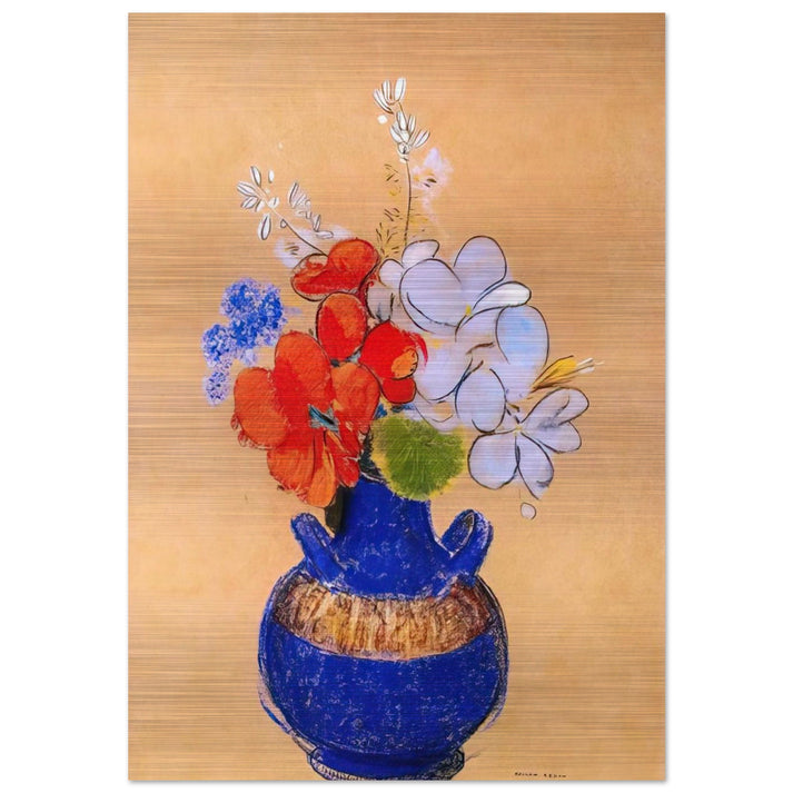 FLOWERS IN A BLUE VASE 1 - Odilon Redon Brushed Aluminum Print - 70x100 cm / 28x40 inches | Odilon Redon Aluminum Print | Odilon Redon Prints