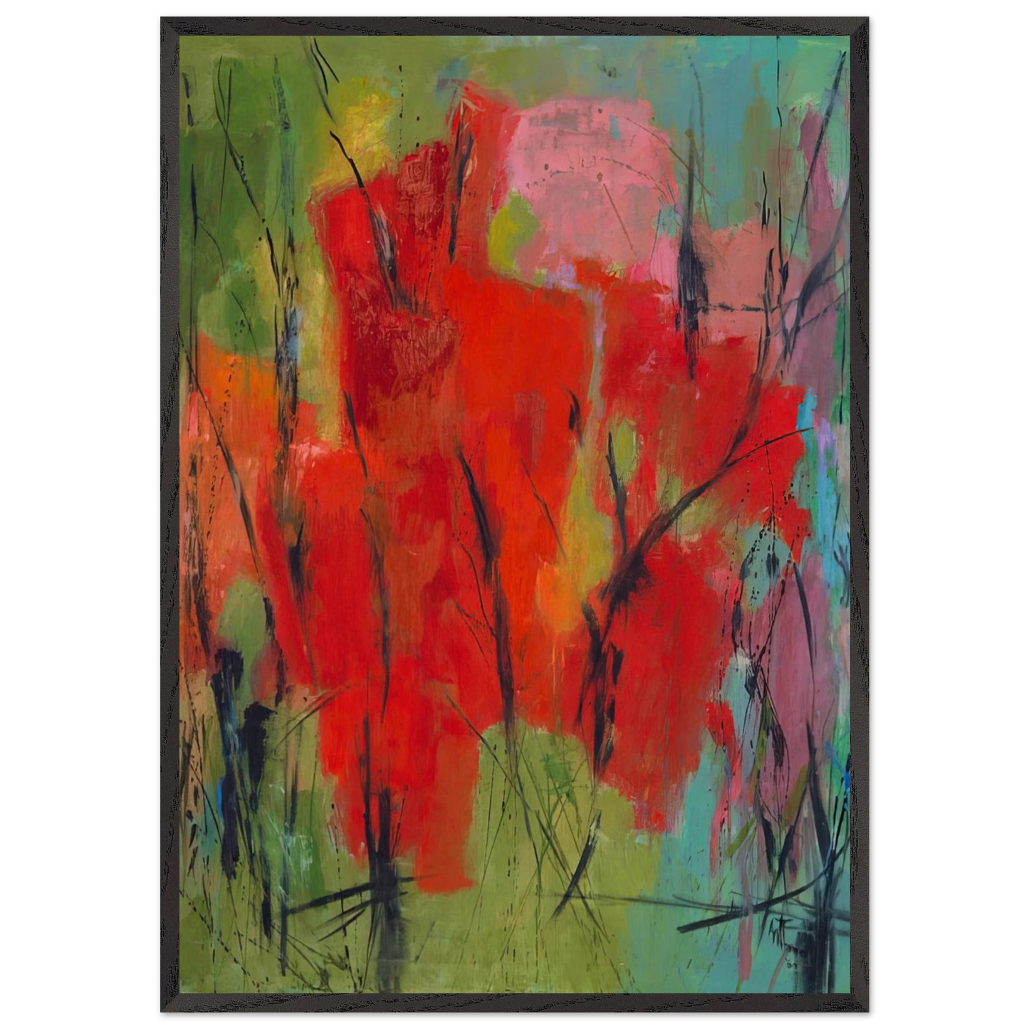 RED ABSTRACTION 1960 - Alma Woodsey Thomas Framed Art Print – Black Wooden Frame - Default Title - -Framed Art Print