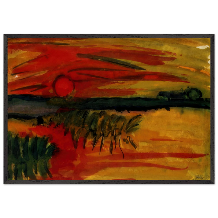 Sunset N2 - Emil Nolde 70x100 cm / 28x40 inches Framed Art Print – Black Wooden Frame
