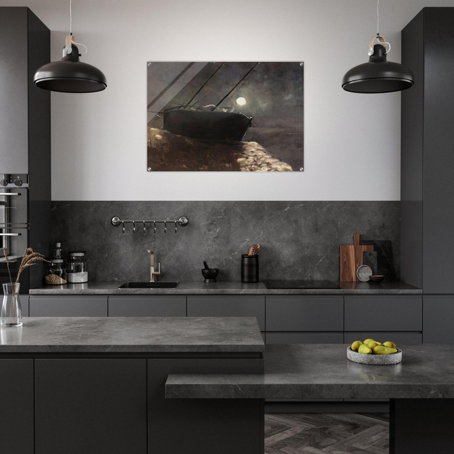 BOAT IN THE MOONLIGHT - Odilon Redon Acrylic Print - 70x100 cm / 28x40″ inches