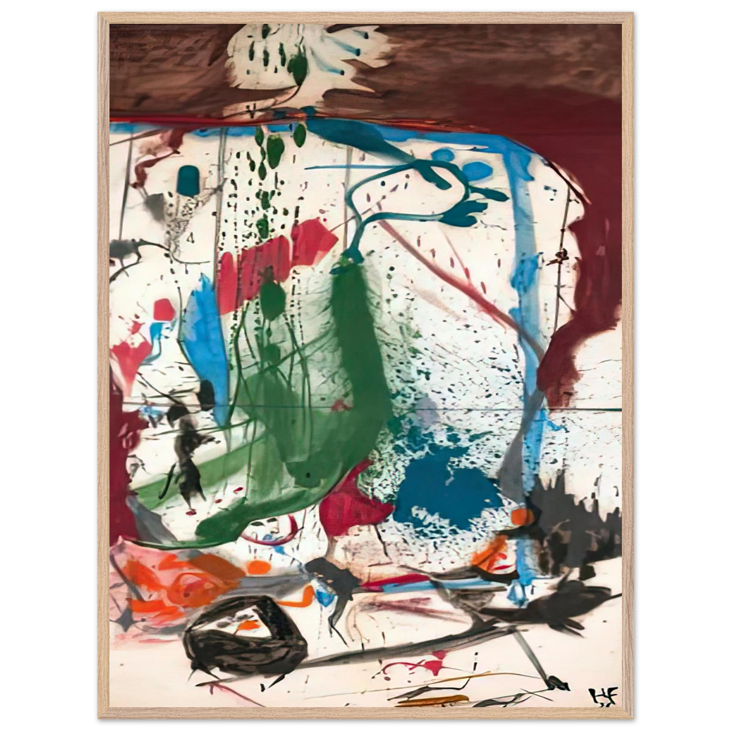 Helen Frankenthaler - Las Mayas, 1958- Wall Art - 21x29.7 cm / 8x12" - Premium Wooden Framed Poster With Fine Art Paper - Wood frame