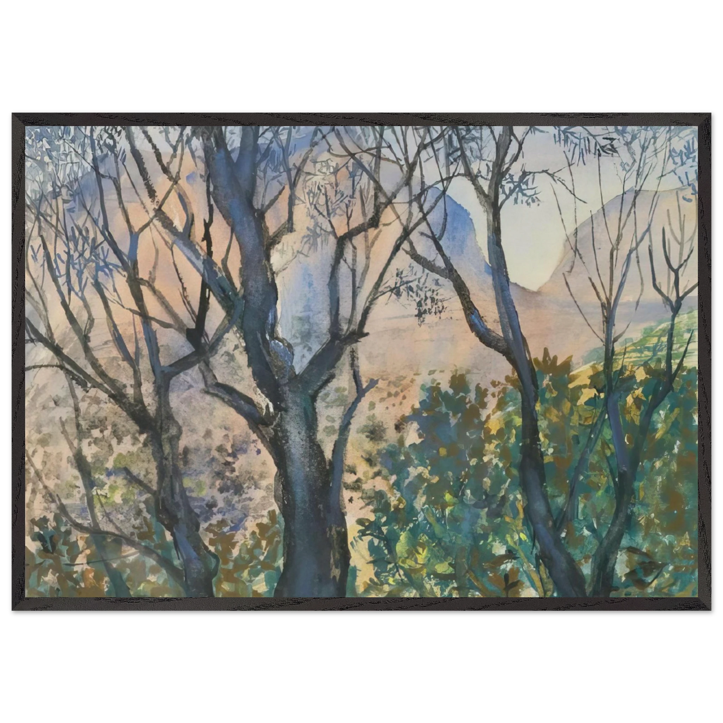 Pink Light - Post-Impressionism - Natalia Goncharova Framed Art Print – Black Wooden Frame - Default Title - -Framed Art Print