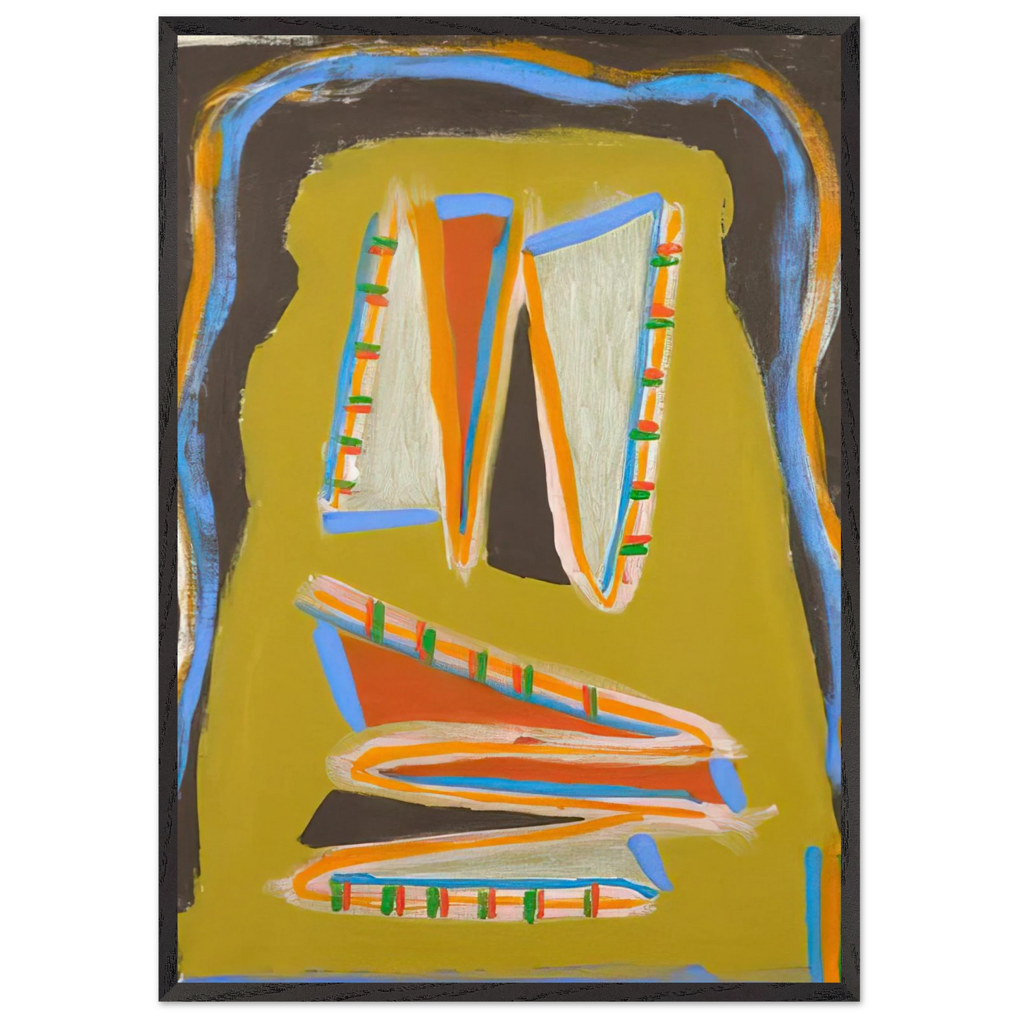 Indian Writhing - 1977 - Betty Parsons Framed Art Print – Black Wooden Frame - Default Title - -Framed Art Print